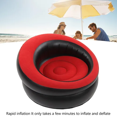 Miniatura 2 de Sofá inflable de ocio, sofá simple, silla inflable, diseño ergonómico, diván de aire, portátil, para habitación, balcón, jardín, terraza (rojo)