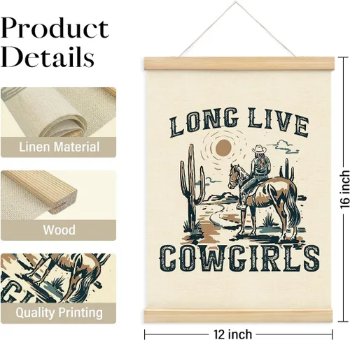 Miniatura 6 de BIWSHA Long Live Cowgirls - Marco para colgar pósteres, impresiones artísticas de pared de vaquera occidental, regalos de vaquera, decoración