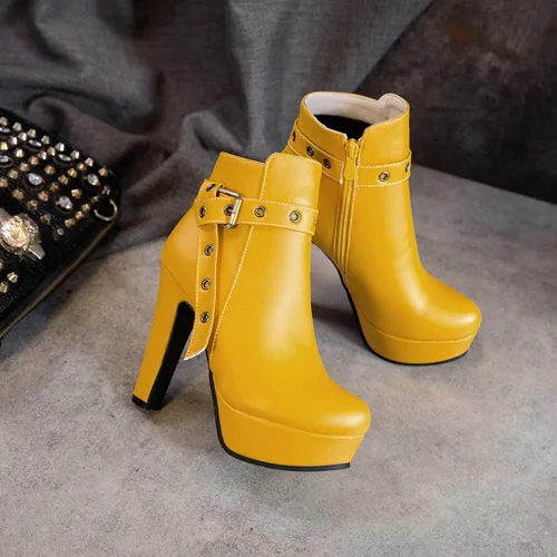 Miniatura 32 de Scaoruki Zapatos de otoño de moda para mujer, botines de tacón de bloque