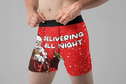 Miniatura 4 de Random Stock Apparel Ropa interior de Navidad para hombre, HO Fun Gag Gift Dirty Santa Boxer Calzoncillos