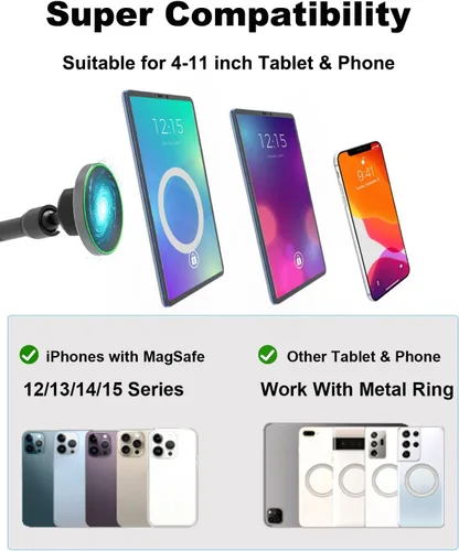 Miniatura 5 de Soporte magnético resistente para tableta, para parabrisas de tablero de camión, brazo largo, ventosa, soporte de automóvil para iPad Pro Air Mini