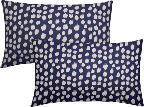 Miniatura 108 de Fundas de almohada marrón y blancas de 18 x 18 pulgadas, juego de 2 almohadas boho grises con lunares, fundas de almohada modernas estampadas