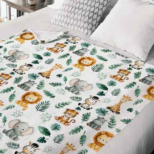Miniatura 5 de HawSkgFub Mantas de bebé de animales de la selva safari para niños, regalo de ducha, franela de franela de hoja de palma tropical, cama