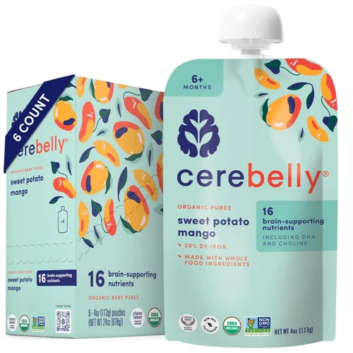 Miniatura 14 de Cerebelly Paquete variado de bolsas de comida orgánica para bebés, purés de verduras y frutas, 16 nutrientes, sin azúcar añadido, fibra y sin OMG, 4