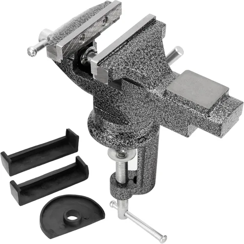 Miniatura 4 de Paquete de 2 tornillos de mesa universales de 3 pulgadas, tornillo de banco giratorio de 360°, abrazadera de base de trabajo portátil con juntas