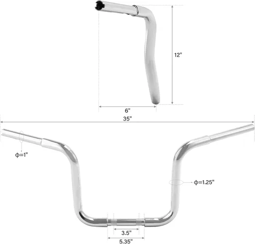 Miniatura 7 de Green-L 1 1/4" Manillar Ape Hanger de 12" de elevación para Harley Sportster XL883 XL1200 Softail FLST FXST, motocicleta personalizada de 1.25