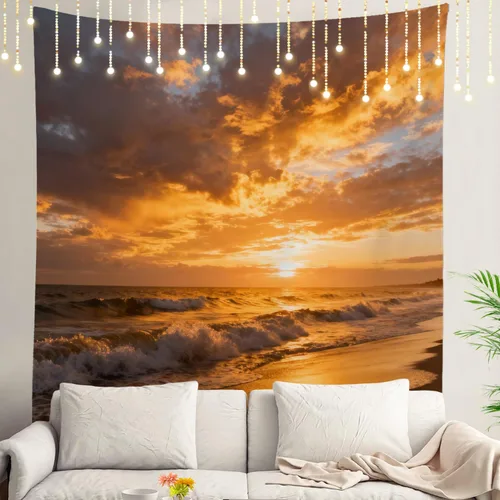 Miniatura 96 de Shrahala Tapiz de pared con paisaje de lago de otoño, bosque amarillo, para colgar en la pared, tapiz grande, decoración de fibra de poliéster