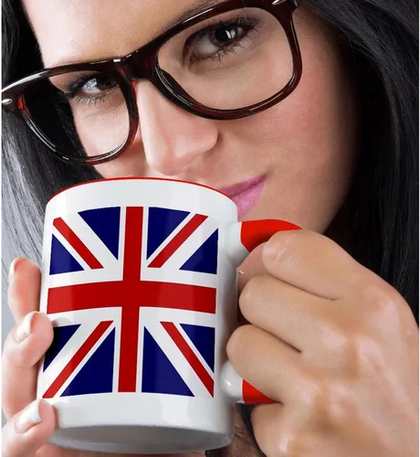 Miniatura 2 de 3dRose Bandera británica - rojo blanco azul Union Jack Gran Bretaña Reino Unido Reino Unido Inglaterra Inglaterra recuerdo inglés GB 15oz taza roja