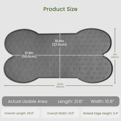 Miniatura 2 de PWTAA Tapete para Comida de Perros Antideslizante de Silicona Tapete para Tazón de Perro Mantel Individual más Grueso para Mascotas Impermeable Gris