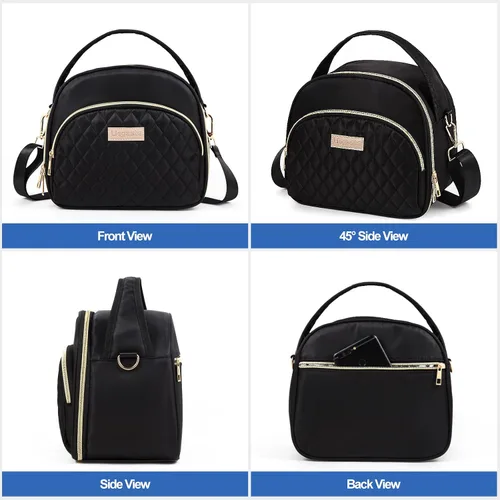 Miniatura 5 de LLEGASTE Bolsa Térmica de Almuerzo Negra Bonita para Mujeres Trabajo, Lonchera Reutilizable para Adultos para Mujeres, Elegante Bolsa Enfriadora