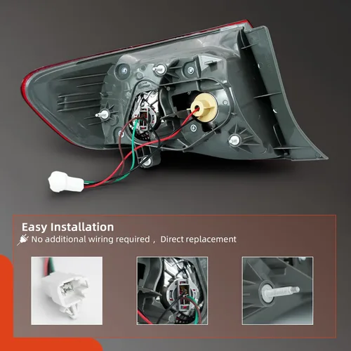 Miniatura 4 de leaptrend Conjunto de luz trasera izquierda, lámpara exterior trasera compatible con Toyota Corolla 2009-2010, luz de freno lateral del conductor