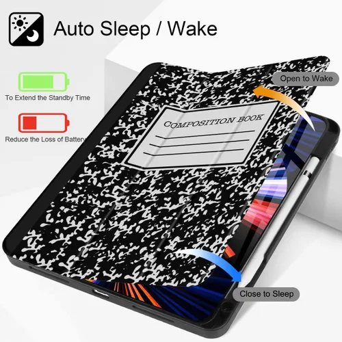 Miniatura 2 de Funda Tuiklol para iPad Pro de 12.9 pulgadas 2022 2021 2020 2018 6th / 5th / 4th / 3rd Gen Built in Pencil Holder Protective Stand Back Cover with