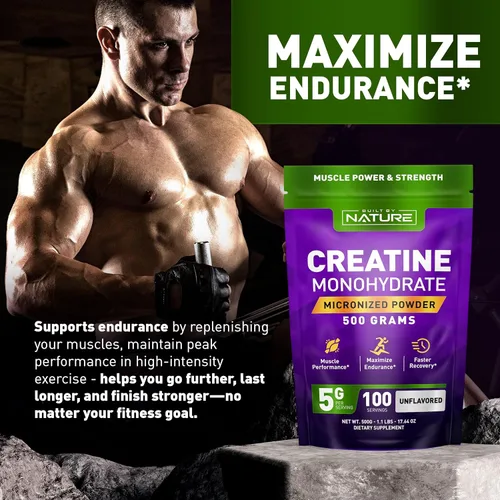 Miniatura 6 de Monohidrato de creatina en polvo, creatina micronizada para hombres y mujeres, suplemento de creatina monohidrato puro, fuerza muscular, rendimiento