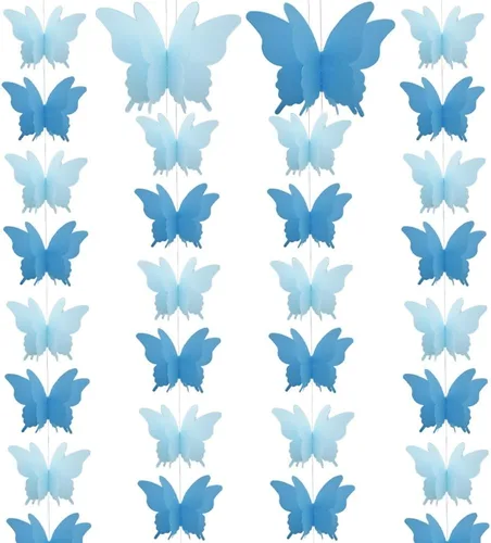 Guirnalda de papel de mariposa grande, 4 unidades, cortina de mariposa, para colgar, decoración colgante para Halloween, fiesta de cumpleaños, baby