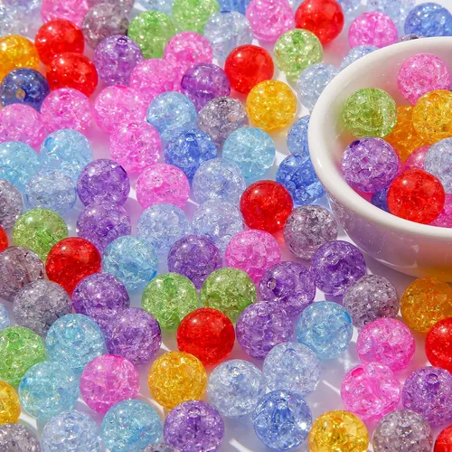 Miniatura 6 de Cuentas acrílicas de 0.472 pulgadas, 250 cuentas redondas de burbujas de color arcoíris para manualidades, joyería, fabricación de collares