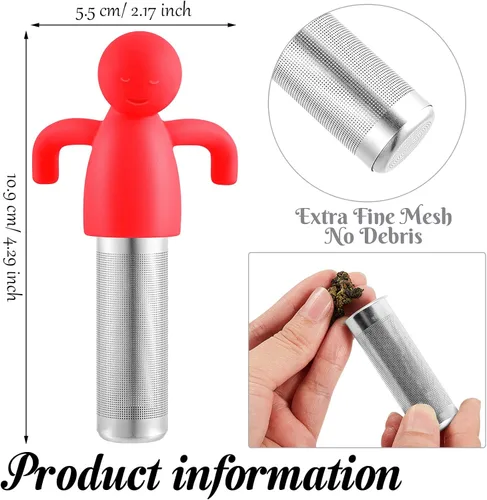 Miniatura 2 de Hicarer 2 infusor de té para té suelto, lindo colador de té de malla fina, filtro de té de acero inoxidable, difusor de té más empinado para tazas