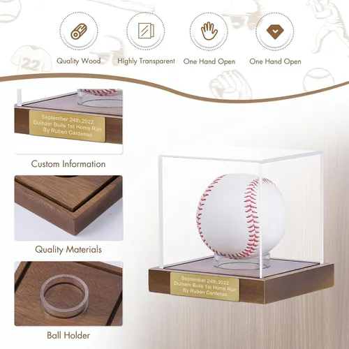 Miniatura 4 de Estuche de exhibición de béisbol, estuche de béisbol con grabado Remember Your Special Baseball, caja de almacenamiento de béisbol acrílica