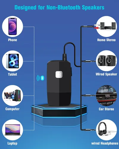 Miniatura 3 de Golvery, receptor Bluetooth (Bluetooth avanzado 4.1, A2DP) - adaptador de audio inalámbrico portable con entrada de 3,5 mm - disfruta la música