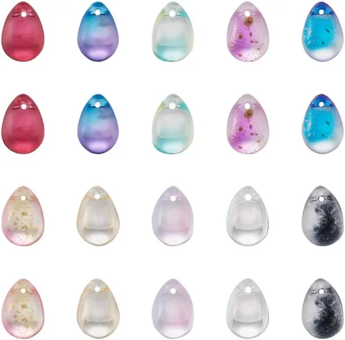 Miniatura 11 de Cheriswelry 48 colgantes de diamantes de imitación de resina en forma de lágrima con ajustes de latón dorado con diamantes de imitación facetados