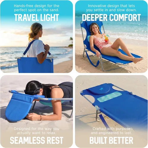Miniatura 8 de Silla plegable Ostrich para damas, tumbona de playa, camping, piscina, bronceado, color aqua