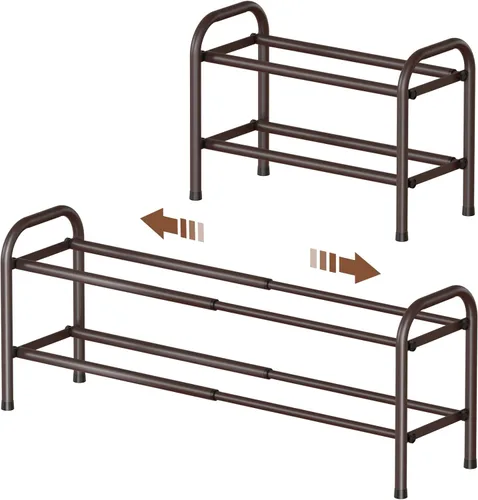 Miniatura 8 de Gonfoam Zapatero expandible de 2 niveles, estante ajustable para zapatos, organizador de almacenamiento de metal resistente, zapatero de pie