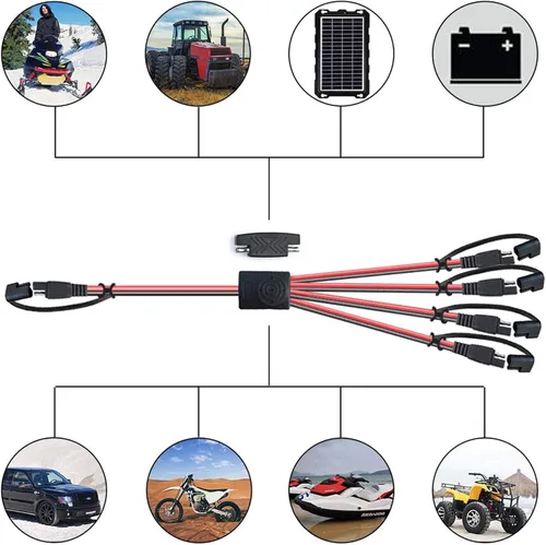 Miniatura 6 de OYMSAE Kit de cables de extensión SAE (1 a 4 de desconexión rápida) con inversor de polaridad - para baterías automotrices y paneles solares