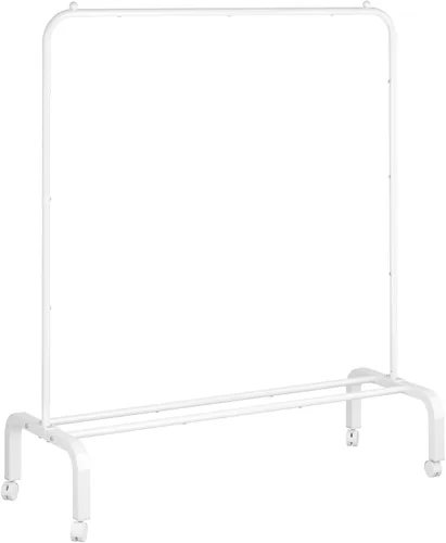 Miniatura 8 de Perchero de metal para ropa con estante inferior, perchero para colgar ropa, camisas, jeans y abrigos, color blanco