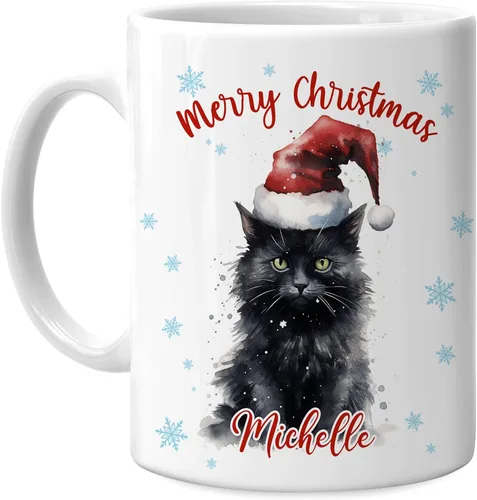 Miniatura 39 de Hyturtle Regalos personalizados para amantes de los osos – Taza de café de cerámica con nombre personalizado de oso con sombrero de Papá Noel