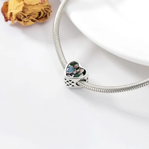 Miniatura 2 de PEIMKO Dije personalizado de plata de ley con diseño de corazón de flor de nacimiento y corazón de flor de nacimiento, pulsera de serpiente, regalo