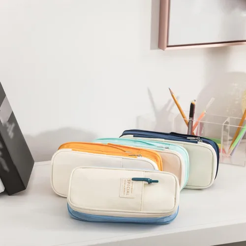 Miniatura 4 de Arnuixty Estuche de almacenamiento grande para lápices, bolsa para bolígrafos con cremallera, organizador de gran capacidad para oficina, caja