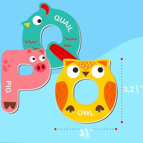 Miniatura 4 de Letras magnéticas de gran tamaño, lindos imanes del alfabeto ABC con animales para refrigerador, juguetes educativos de animales mayúsculos