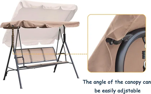 Miniatura 5 de Clihome Juego de columpios de lujo para porche al aire libre, columpios para 3 personas para columpios exteriores al aire libre para adultos, toldo