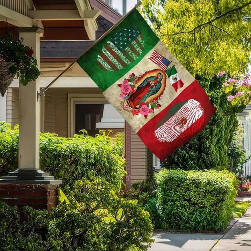 Miniatura 2 de Bandera de México – Bandera de la amistad de Estados Unidos de doble cara con Virgen María – 3 x 5 para exteriores patriótica mexicana americana