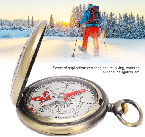 Miniatura 2 de Brújula de latón senderismo durable a prueba de golpes impermeable herramienta de navegación para acampar al aire libre caza supervivencia J35