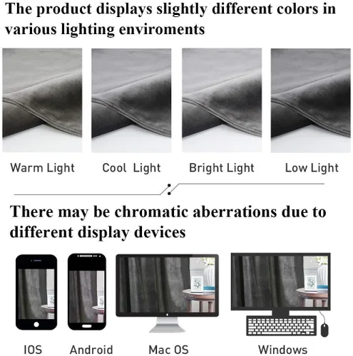 Miniatura 6 de StangH Cortinas de terciopelo gris de 84 pulgadas – Cortinas opacas con diseño de pestaña giratoria para decoración de ventana de sala