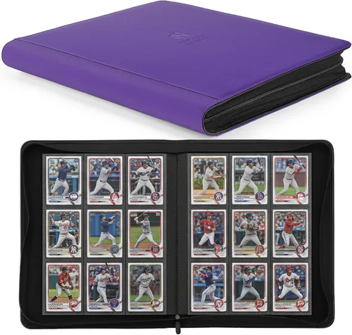 Miniatura 13 de Carpeta Premium de Tarjetas Coleccionables con más de 1000 bolsillos, Carpeta de 16 bolsillos sin anillo de carga lateral para cartas de Negro