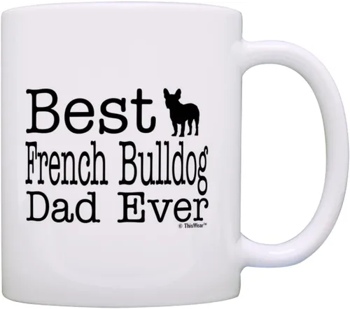Miniatura 15 de ThisWear Dog Owner Gifts Best French Bulldog Dad Ever Paw Pattern Gift - Taza de café de cerámica de 11 onzas con mango y patrón de hueso