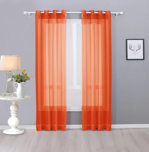 Miniatura 11 de Interior Trends Ariana - Juego de 2 cortinas de gasa transparente totalmente cosida con ojales (63 pulgadas de largo, beige)