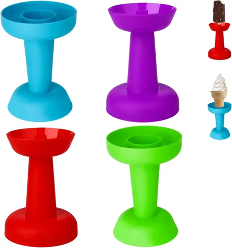 4 soportes para paletas sin goteo, reutilizable, antigoteo, para niños, anticongelación, cono de helado lavable para niñas y niños (rojo, verde,
