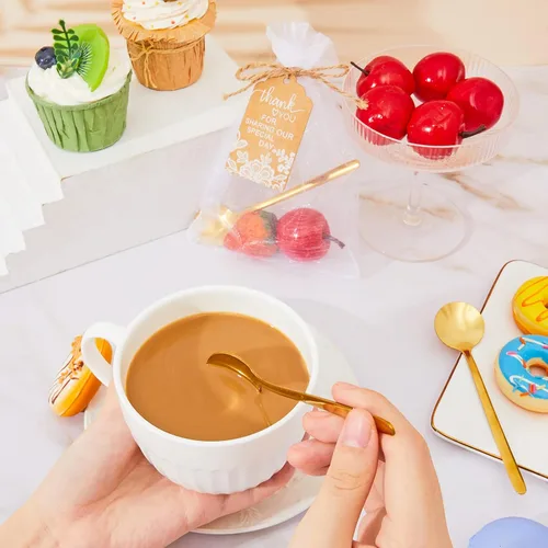 Miniatura 2 de Gueevin Juego de 100 cucharas de té de boda de 4.7 pulgadas para invitados, mini cucharadita de postre de acero inoxidable con 100 etiquetas