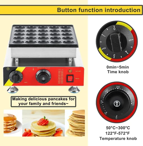 Miniatura 3 de Hanchen Máquina comercial para hacer panqueques, mini panqueques holandesa, máquina eléctrica Dorayaki, máquina para hacer muffins, 25 piezas, doble