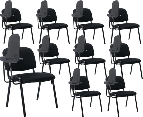 Miniatura 8 de Shunzhi Juego de 5 sillas de sala de espera apilables para sala de conferencias, silla de invitados con brazo para tableta para sala de descanso