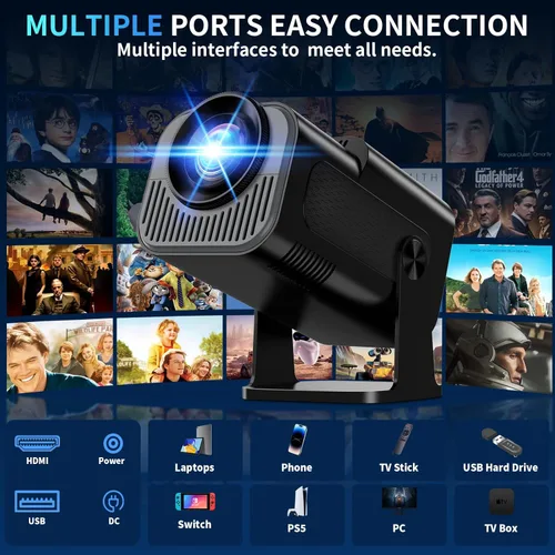 Miniatura 4 de [Proyector 2026 actualizado] Mini proyector compatible con 4K 1080P Keystone automático 270° giratorio con WiFi 6 y Bluetooth 5.2 proyector portátil