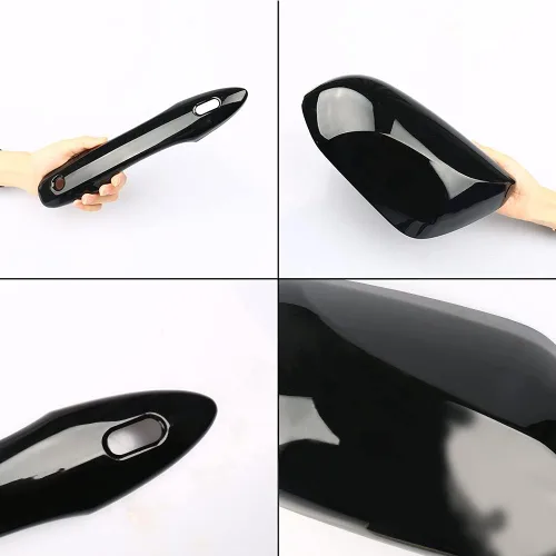 Miniatura 7 de Tapas negras para espejo de puerta lateral + cubiertas de manija de puerta de repuesto para accesorios Toyota Camry 2018, 2019, 2020, 2021, 2022
