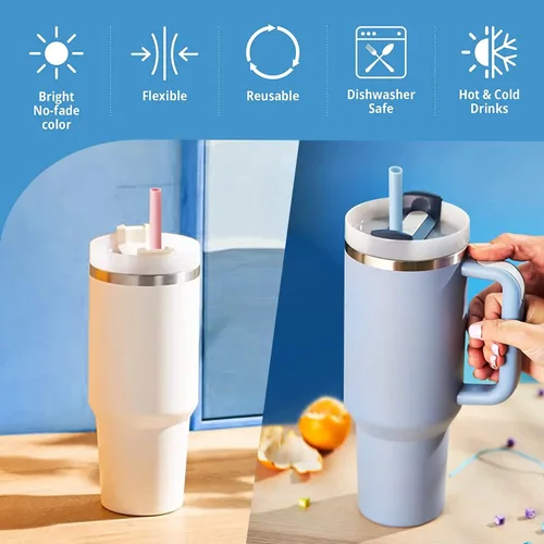 Miniatura 5 de Stanley - Paquete de 6 popotes de silicona reutilizables con cepillo de limpieza para vasos de 30 y 40 onzas