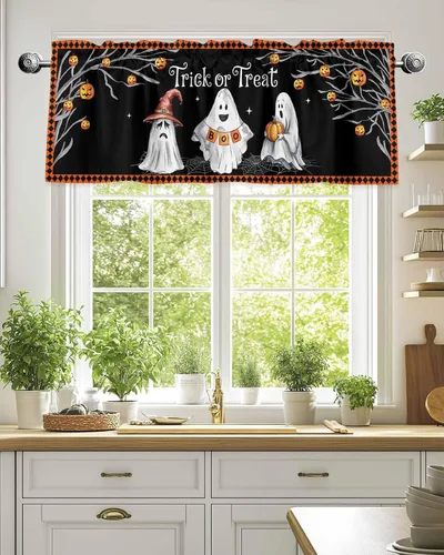 Miniatura 12 de Cenefas de girasol para ventanas de cocina, cenefa de cortina de granja, cortinas cortas de girasol de acuarela, cenefas con bolsillo para barra