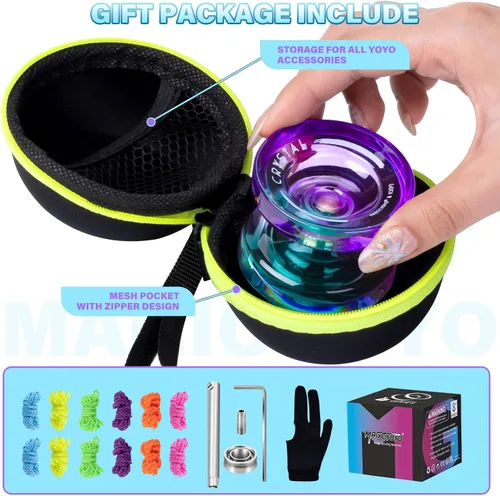 Miniatura 8 de MAGICYOYO K2 Cristal Yoyo Sensible para Niños Principiantes con Extra Rodamiento Yo Yo No Sensible, Yoyo Profesional de Plástico para Adultos+12