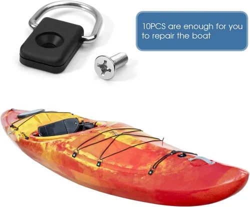 Miniatura 5 de Anillos de amarre de anclaje para cargas, anillos D de aparejo de pesca de kayak con tornillos M6, anillo en D para kayak para barco, canoa, kayak