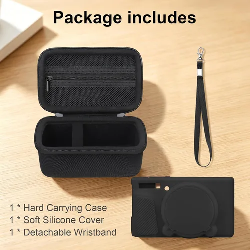 Miniatura 3 de Elonbo Funda para cámara digital Canon PowerShot SX740/SX730, Canon SX740/SX730 HS funda de transporte rígida + funda de silicona suave con cubierta