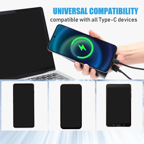Miniatura 6 de Kanayu Paquete de 50 cables USB tipo C a granel, cable de carga rápida negro de 3.3 pies, cable de carga 3A compatible con teléfonos y tabletas